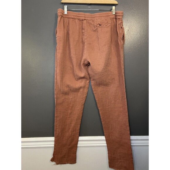 Lola River Pants Womens Large Rust 100% Cotton Gauze Drawstring Casual Lounge - Picture 5 of 9